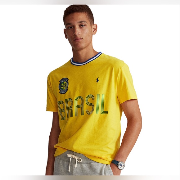 New 🔥 POLO RALPH LAUREN The Custom Slim Brazil T-Shirt - Picture 2 of 3